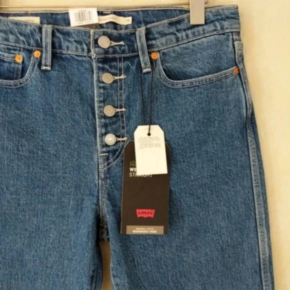 Levi's Wedgie Utility Straight Leg Jeans Denim Pants Middle Sister Carpe… - Picture 10 of 12